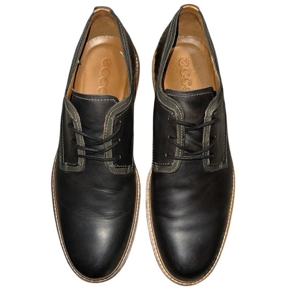 Ecco Kenton Derby Tie Black Leather Oxfords Dress Shoes Mens 11 - Picture 7 of 10